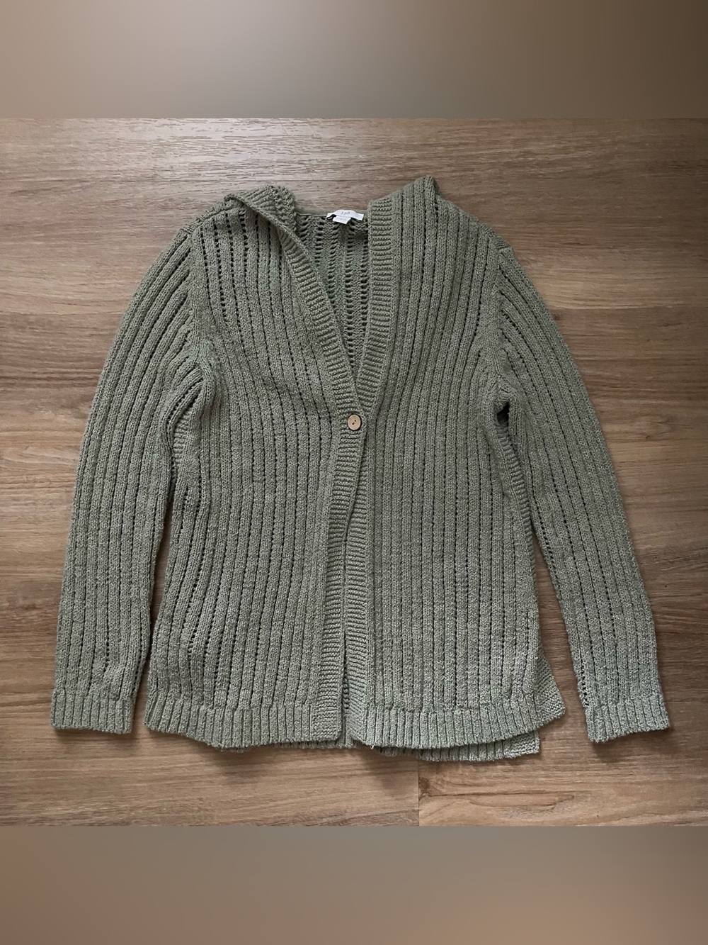 Vintage J Jill Sage Hooded Chunky Knit Cardigan